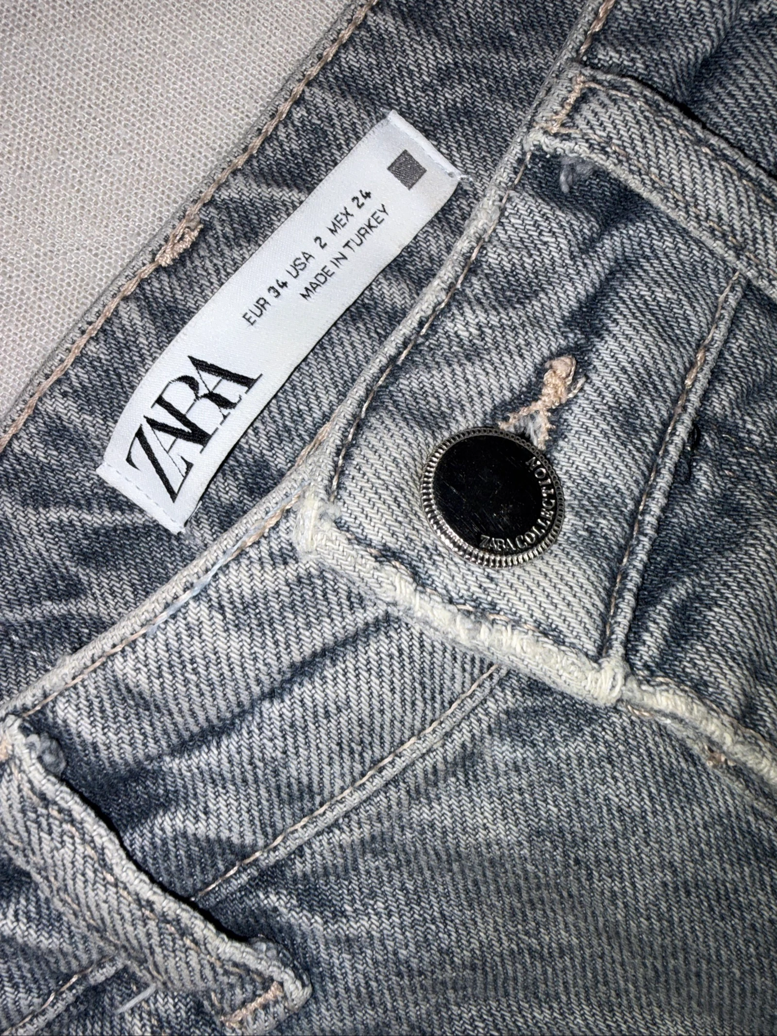 Jean cinza Zara corte largo rasgado – Tamanho XS (34) – photo 3